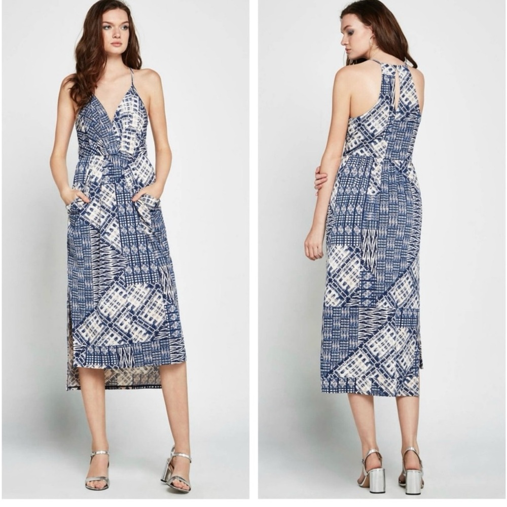 BCBGeneration Patchwork Print Faux Wrap Midi Dress